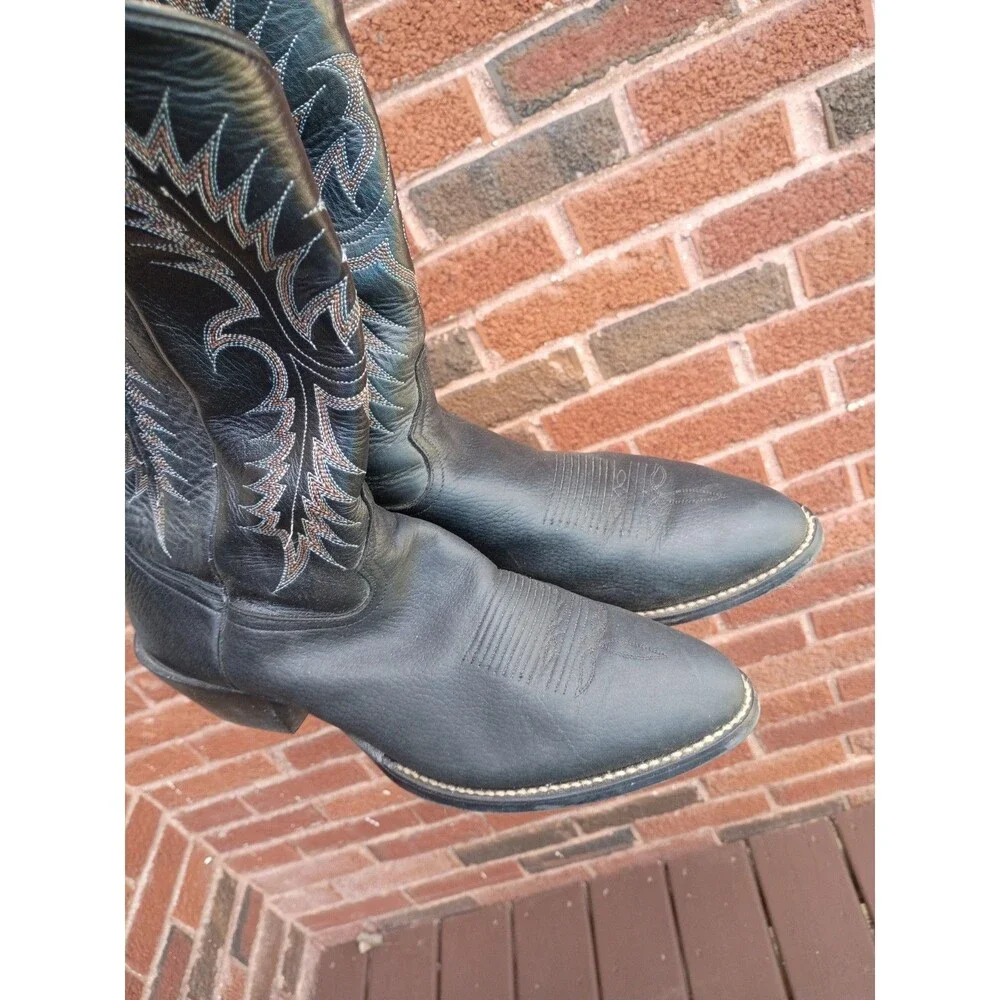 Tony Lama 2086  Black Leather Western Cowboy Boots Men's 11.5